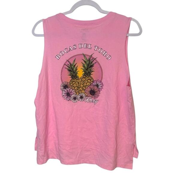 Roxy Pink Pineapple Graphic Tank Top M Bocas Del Toro Muscle Tee - Picture 2 of 3